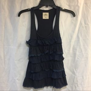 Navy Hollister Ruffled Tank Top